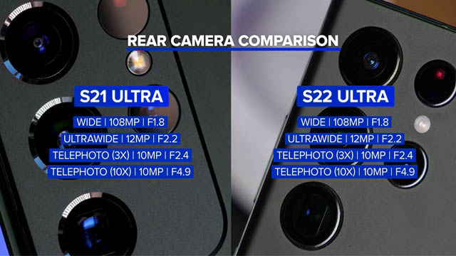 galaxy S21 ultra and galaxy s22 ultra camera specs