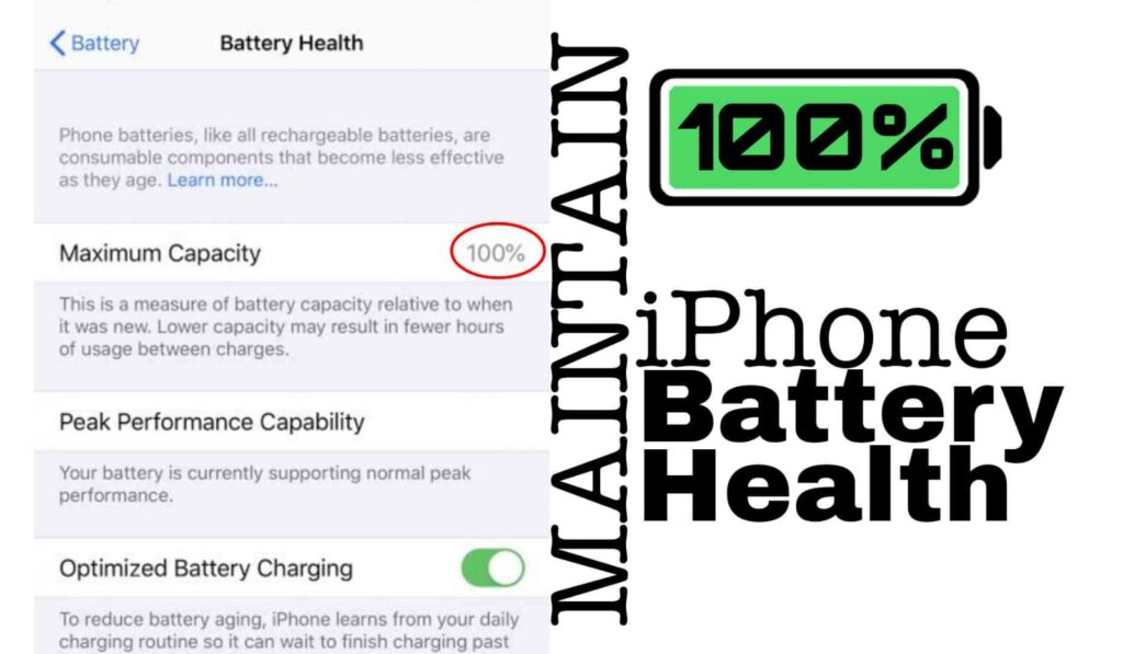 Maintain 100 percent battery health in iphone